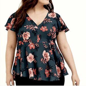 Torrid Navy floral swing top